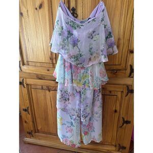 NWT Whimsical FUN ASOS Lilac Floral Tiered Sheer Jumpsuit